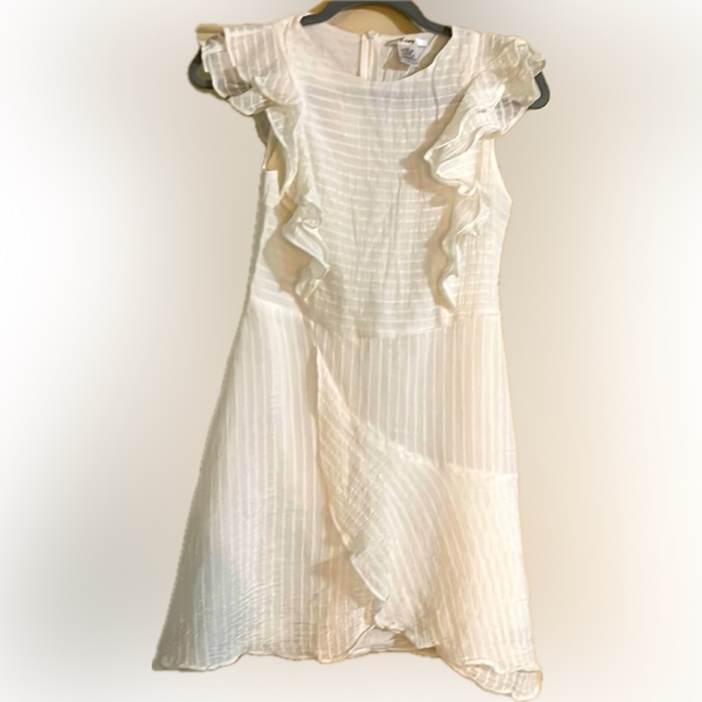 Esley Cream Ruffle Sleeveless Midi Dress